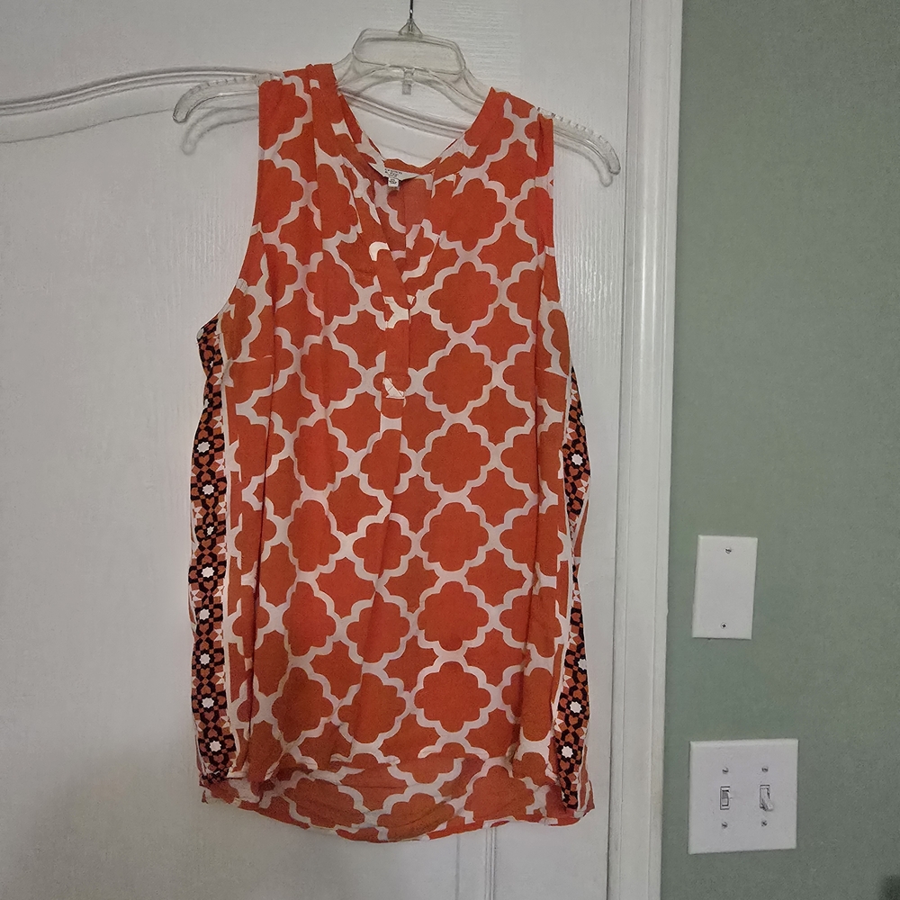 Crown & Ivy Orange Geometric Tank Top